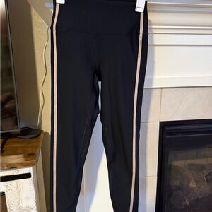 Abercrombie YPB Black Leggings with Tan Stripes